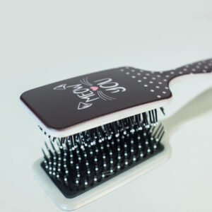 Large sized Black and white meow detangling hair brush