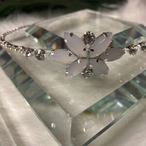 Silver alice band with clear and milky rhinestones