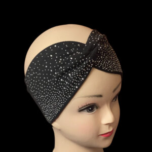 Black jersey material bling headband